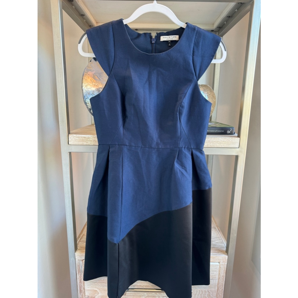 Women's Halston Heritage Blue & Black Dress Size 0